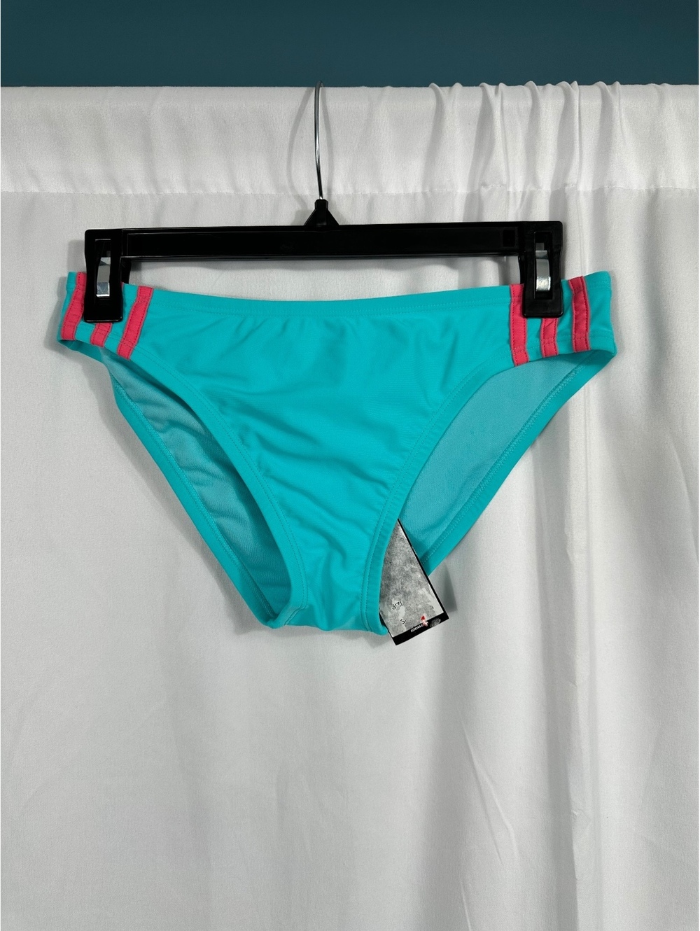 Adidas Women's Swim Bottoms Bikini Briefs Size S Turquoise with Pink Detail